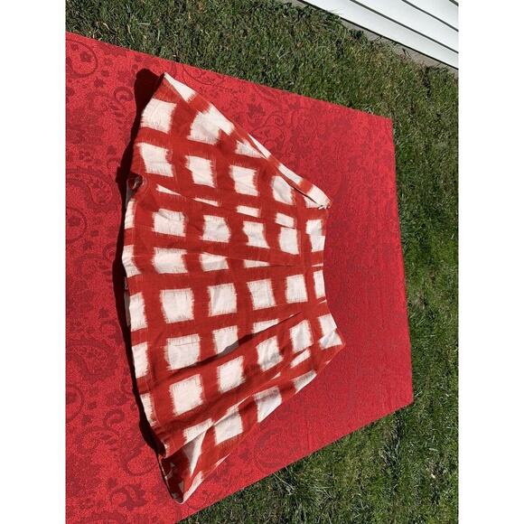 liz claiborne Red Cream Skirt Zip Front Lined Skirt Size 2p square plaid spring - Picture 5 of 6